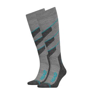 HEAD Skisokken Unisex V-Shape Kneehigh 2-pack Middle Grey Melange/Blue-43/46