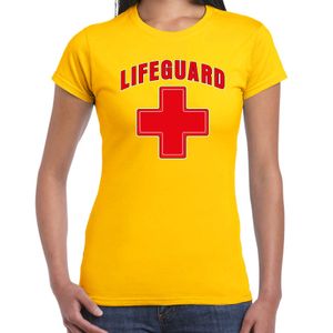 Lifeguard verkleed t-shirt dames - strandwacht/carnaval outfit - geel