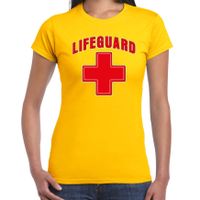 Lifeguard verkleed t-shirt dames - strandwacht/carnaval outfit - geel - thumbnail