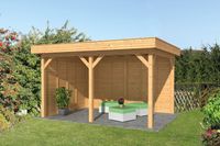 Lariks/Douglas Overkapping Oslo L type 2 blank 478x380 cm- Plat dak- Onbehandeld lariks Douglas hout- Tuindeco