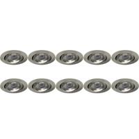 Inbouwspot Aluminium Kantelbaar Ø82mm - Set van 10 - Nikkel Afwerking