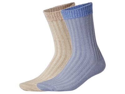 esmara 2 Paar huissokken (Beige/blauw, 39-42)