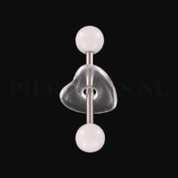 Tongpiercing acryl met hart wit