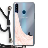 Peach bath: Samsung Galaxy A20s Transparant Hoesje met koord
