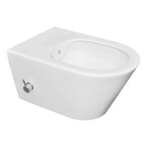 Wandcloset Wiesbaden Comfort | 53 cm | Met spoelrand | Met bidet | Warm/koud water | Excl.Toiletzitting | Keramiek | Wit glans