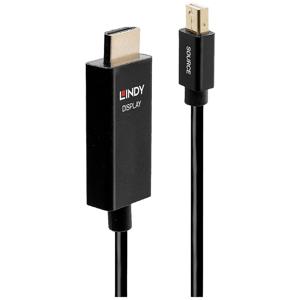 LINDY 40920 DisplayPort-kabel Aansluitkabel Mini DisplayPort-stekker, HDMI-A-stekker 0.50 m Zwart