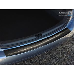 Zwart RVS Bumper beschermer passend voor Volkswagen Touran II 2010-2015 'Ribs' AV245086