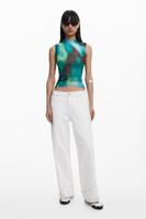 T-shirt van tule met kleurverloop - GREEN - L