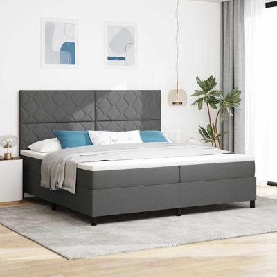 Boxspring bed met matras Donkergrijs 200 x 200 cm Stof