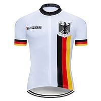 Voor heren Wielrenshirt Korte mouw Fietsen Shirt Kleding Bovenlichaam met 3 achterzakken Bergracen Wegwielrennen UV-bestendig Ademend Sneldrogend Achterzak Zwart Wit Rood Duitsland Nationale vlag Lightinthebox