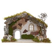 Euromarchi lege kerststal - zonder figuren - L50 x B21 x H32 cm - hout/mos