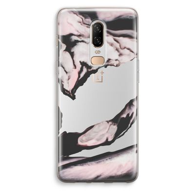 Roze stroom: OnePlus 6 Transparant Hoesje