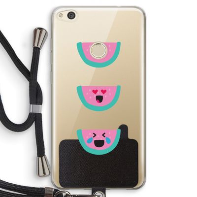 Smiley watermeloen: Huawei Ascend P8 Lite (2017) Transparant Hoesje met koord