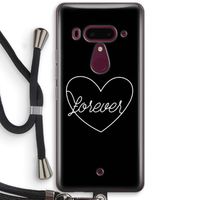 Forever heart black: HTC U12+ Transparant Hoesje met koord