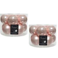 Kerstballen set - 20x - Lichtroze - glas - 6 cm - glans en mat - kerstversiering