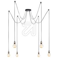 Spin lamp 6x E27 fitting hangverlichting Phoenix met 6x 2 meter snoer zwart
