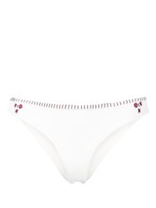 Frankies Bikinis bas de bikini Sawyer à fleurs brodées - Blanc