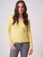 Basic fijngebreide V-hals trui van biologisch cashmere