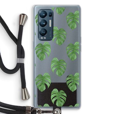 Monstera leaves: Oppo Find X3 Neo Transparant Hoesje met koord