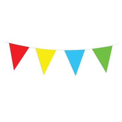 Feest/verjaardag vlaggenlijn - multi kleuren - 30 meter - kunststof