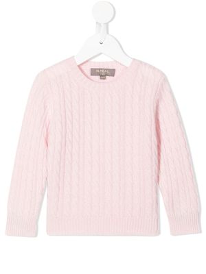 N.PEAL KIDS pull en maille torsadée - Rose
