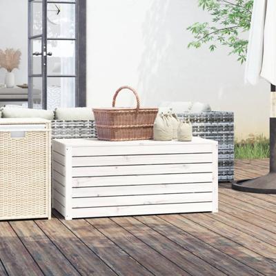 Tuinbox 101x50,5x46,5 cm massief grenenhout wit