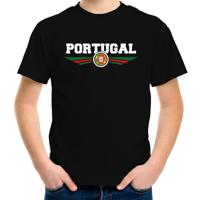 Portugal landen supporters t-shirt - zwart - kinderen - Fan kleding - EK / WK / Olympische spelen