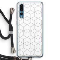 Zwart-witte kubussen: Huawei P20 Pro Transparant Hoesje met koord