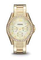 Fossil ES3203 Horloge Riley staal goudkleurig 38 mm