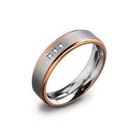 Boccia 0134-02 Ring titanium/briljant zilver-en rosekleurig 6 mm 0,015 crt Maat 60