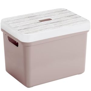 Opbergbox/mand oud roze 18 liter kunststof met deksel