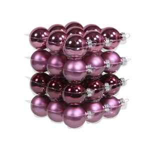 72x stuks glazen kerstballen cherry roze (heather) 4 cm mat/glans - Kerstbal