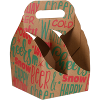 Draagtray | Winter words | 4-vaks | bier | 140x140x150mm | golfkarton | groen/rood | 100 stuks