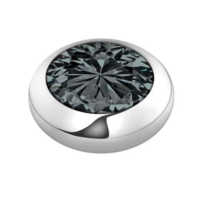 Melano Vivid Basic CZ Steentje Black Zilver | 7 mm