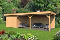 Lariks/Douglas Overkapping Oslo XL type 7 990x430 cm- Plat dak- Onbehandeld lariks Douglas hout- Tuindeco