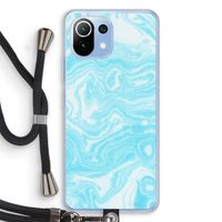 Waterverf blauw: Xiaomi Mi 11 Lite Transparant Hoesje met koord