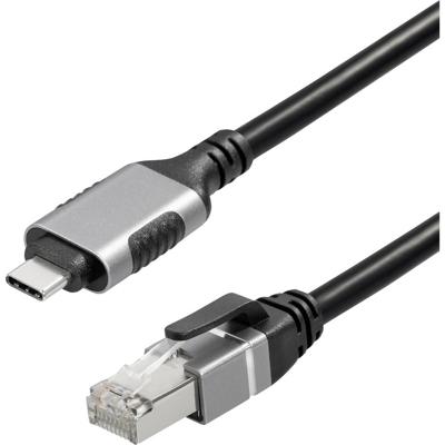 Maxtrack USB-C / RJ45 Netwerk Adapterkabel CAT 6 [1x USB-C stekker - 1x RJ45-stekker] 1.50 m Zwart