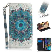 3D-schilderij Peacock krans patroon gekleurde tekening horizontale Flip lederen case voor LG K50 met houder & kaartsleuven & portemonnee
