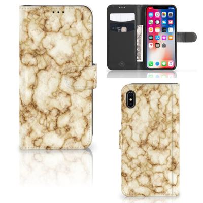 Apple iPhone Xs Max | Bookcase | Marmer Goud | Portemonnee hoesje