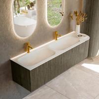 Badmeubel Mondiaz Kurve | 165 cm cm | Meubelkleur Shadow | Wastafelkleur Talc | Solid surface | Dubbel / Links spoelbak | 2 kraangaten