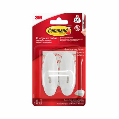 Haak voor ophanging 3M 1,3 kg 29 X 79 X 29 MM Wit Metaal (2 Stuks)