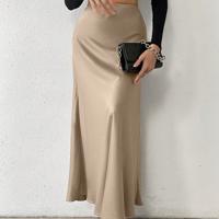 Bon&Bon Leopard Print Maxi Skirt - Coffee Brown Elegant Straight Skirt Brown / S