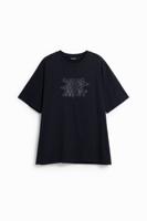 T-shirt met korte mouwen en vervaagd logo - BLACK - L