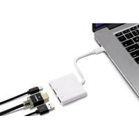 Renkforce RF-4366444 Adapter [1x USB-C stekker - 1x HDMI-bus, USB 3.2 Gen 1 bus A (USB 3.0), USB-C bus] Wit Vergulde steekcontacten 12.00 cm - thumbnail