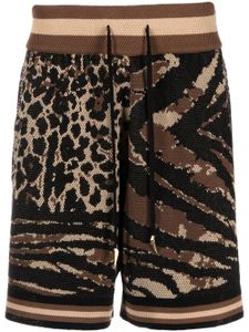 Roberto Cavalli short de sport à imprimé animalier - Marron