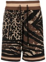 Roberto Cavalli short de sport à imprimé animalier - Marron