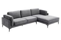 Hoekbank MANHATTAN 295cm met ottomane rechts fluweel donkergrijs - 44277