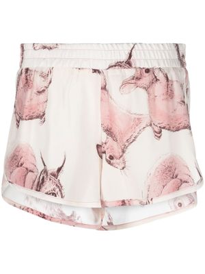 Stella McCartney short en soie à imprimé animalier - Rose
