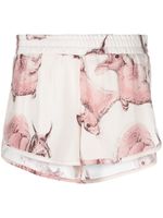 Stella McCartney short en soie à imprimé animalier - Rose