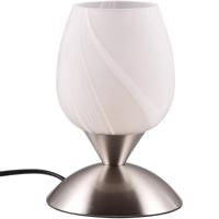 LED Tafellamp - Trion Bekre - E14 Fitting - 1 lichtpunt - Mat Nikkel - Metaal - Wit Geborstelde Glas - thumbnail